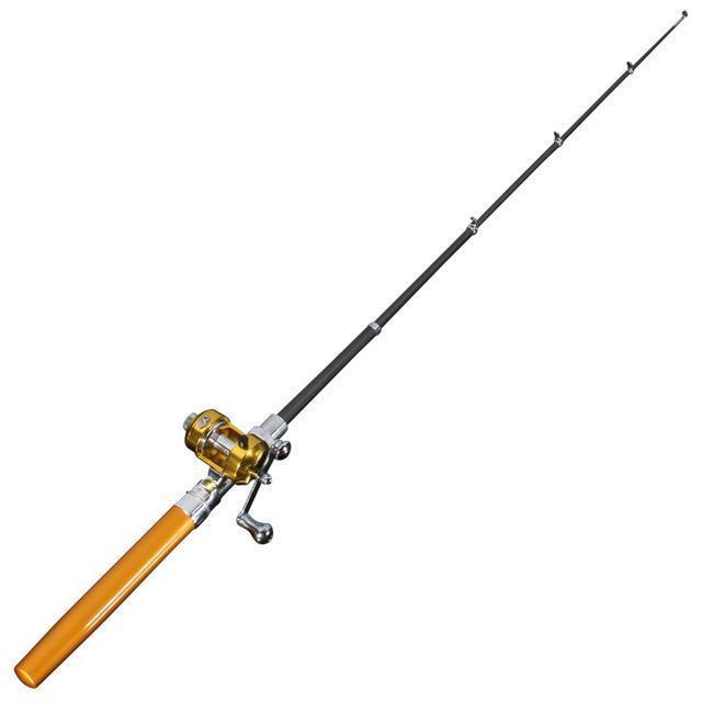Bobing Mini Rod & Reel Portable Pen Shape For Pocket Telescopic Fishing Pole Sea-Haofang Outdoor Store-Yellow-Bargain Bait Box