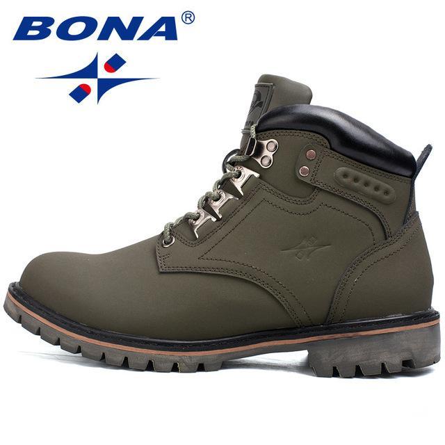 Bona Classics Style Men Hiking Shoes Outdoor Walking Jogging Trekking Sneakers-Bona official store-Army Green-8-Bargain Bait Box
