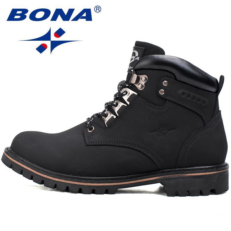 Bona Classics Style Men Hiking Shoes Outdoor Walking Jogging Trekking Sneakers-Bona official store-Black-8-Bargain Bait Box