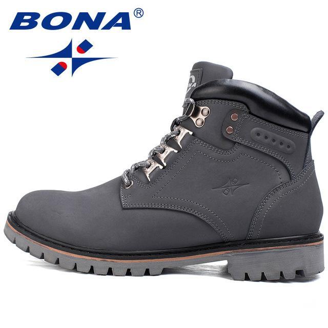 Bona Classics Style Men Hiking Shoes Outdoor Walking Jogging Trekking Sneakers-Bona official store-Gray-8-Bargain Bait Box