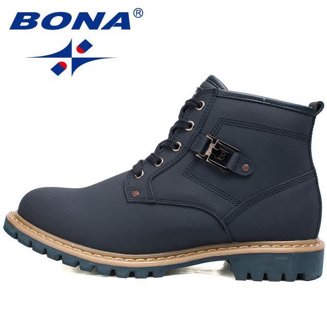 Bona Classics Style Men Hiking Shoes Outdoor Walking Working Shoes Ankle Boots-Bona official store-Deep Blue-8-Bargain Bait Box