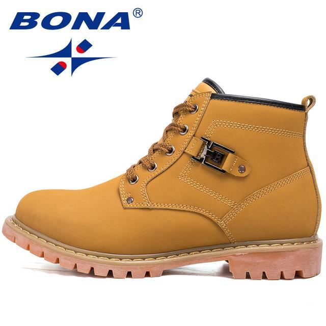 Bona Classics Style Men Hiking Shoes Outdoor Walking Working Shoes Ankle Boots-Bona official store-Earthy Yellow-8-Bargain Bait Box