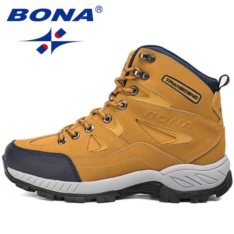 Bona Men Hiking Shoes Anti-Slip Outdoor Sport Shoes Walking Trekking Climbing-Bona official store-BLACK-8-Bargain Bait Box