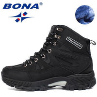 Bona Men Hiking Shoes Anti-Slip Outdoor Sport Shoes Walking Trekking Climbing-Bona official store-BLACK-8-Bargain Bait Box