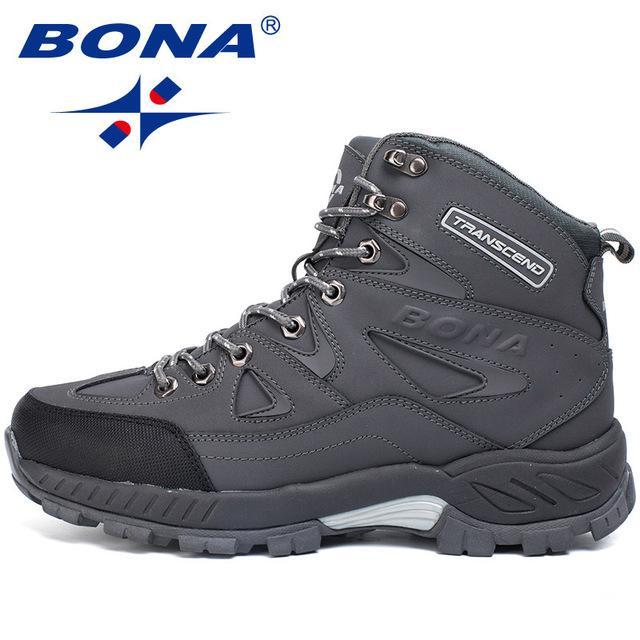 Bona Men Hiking Shoes Anti-Slip Outdoor Sport Shoes Walking Trekking Climbing-Bona official store-DARK GRAY-8-Bargain Bait Box