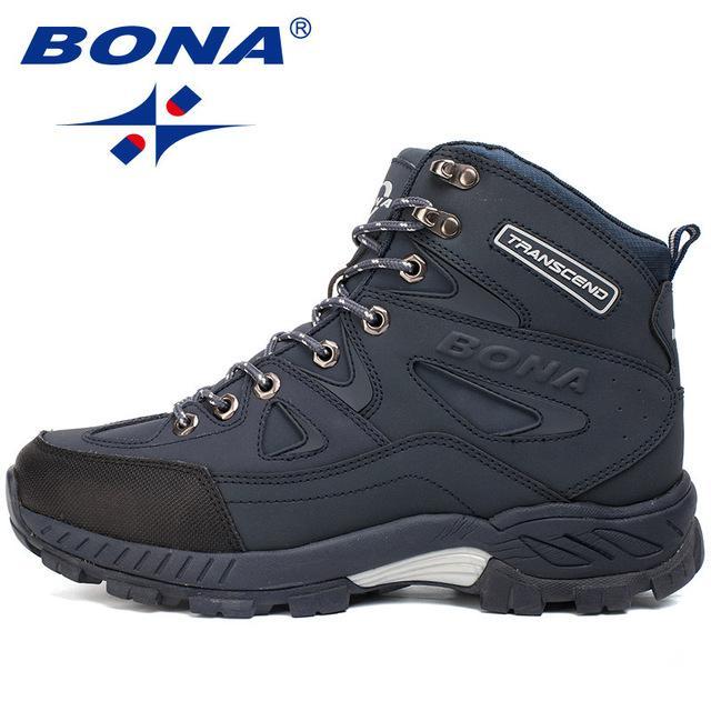 Bona Men Hiking Shoes Anti-Slip Outdoor Sport Shoes Walking Trekking Climbing-Bona official store-DEEP BLUE-8-Bargain Bait Box
