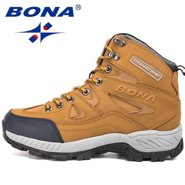 Bona Men Hiking Shoes Anti-Slip Outdoor Sport Shoes Walking Trekking Climbing-Bona official store-LIGHT BROWN-8-Bargain Bait Box