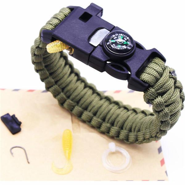 Bracelet Multi-Function Paracord Survival Bracelet Outdoor Camping Rescue-LingLing Outdoor Store-Army green-Bargain Bait Box
