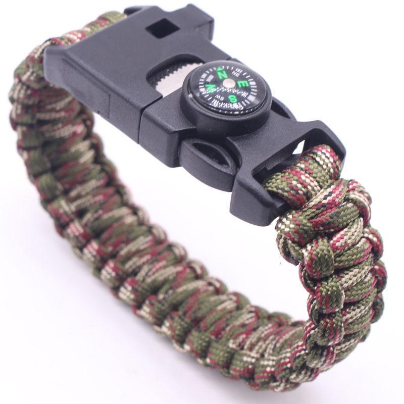 Bracelet Multi-Function Paracord Survival Bracelet Outdoor Camping Rescue-LingLing Outdoor Store-Black-Bargain Bait Box