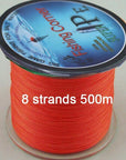 Braided Fishing Line 8 Strands 500M Multicolor Super Power Japan Multifilament-fishers zone-Orange-1.0-Bargain Bait Box