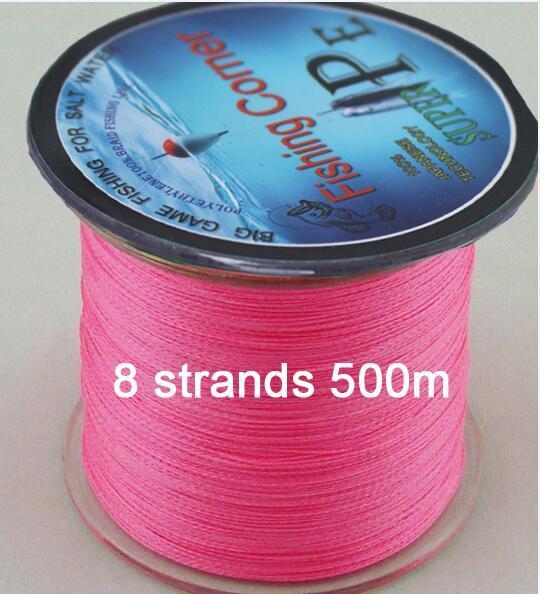 Braided Fishing Line 8 Strands 500M Multicolor Super Power Japan Multifilament-fishers zone-Pink-1.0-Bargain Bait Box