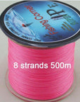 Braided Fishing Line 8 Strands 500M Multicolor Super Power Japan Multifilament-fishers zone-Pink-1.0-Bargain Bait Box