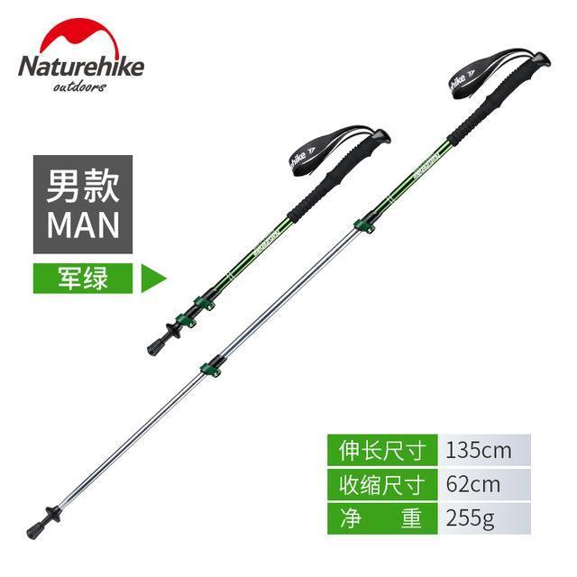 Brand Naturehike Alpenstocks Ultralight Trekking Folding Pole Walking-N@tureHike Factory Direct Store-Men army green-Bargain Bait Box