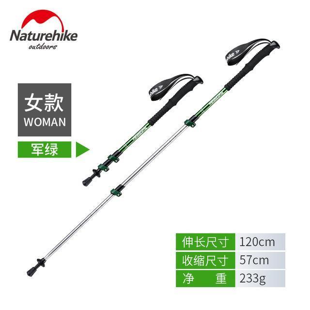 Brand Naturehike Alpenstocks Ultralight Trekking Folding Pole Walking-N@tureHike Factory Direct Store-Women army green-Bargain Bait Box