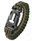Camping Hiking Climbing Paracord Bracelet Outdoor Survival Gear Kit Whistle-AiLife Outdoor Store-Army Green-Bargain Bait Box