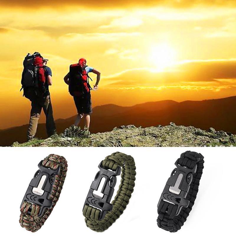 Camping Hiking Climbing Paracord Bracelet Outdoor Survival Gear Kit Whistle-AiLife Outdoor Store-Camouflage-Bargain Bait Box