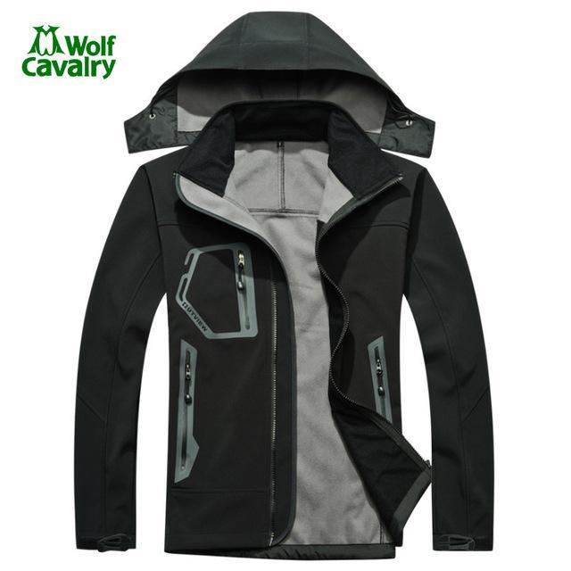 Cavalrywolf Men Winter Waterproof Softshell Jackets Hiking Camping Ski Warm-Shop3119008 Store-Black-S-Bargain Bait Box