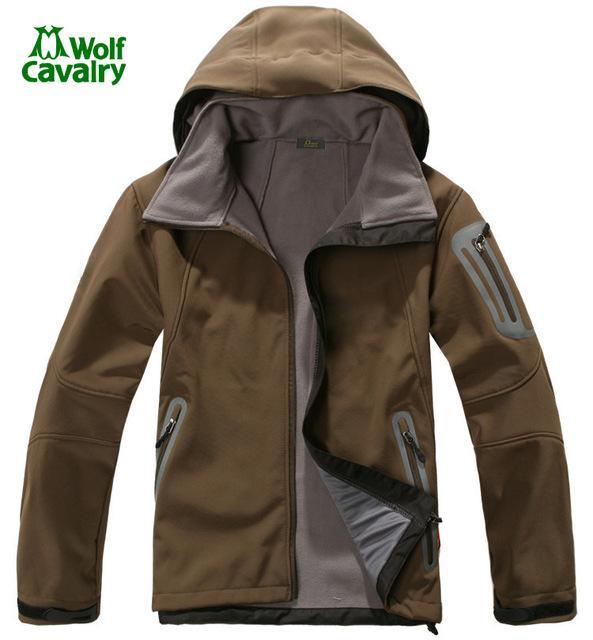 Cavalrywolf Outdoor Wool Softshell Jacket Men Windproof Waterproof Male Hiking-Shop3119008 Store-brown-S-Bargain Bait Box