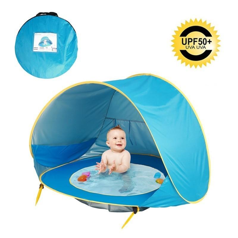 Children Tent Baby Beach Tent Uv Protecting Sunshelter With Pool Kids Summer-Tents-Alpscamping Store-Orange-Bargain Bait Box