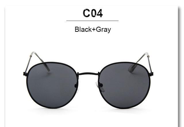 Classic Brand Design Round Sunglasses Women Men Vintage Retro Mirror Sun-Sunglasses-RBJacob NIKOM Store-QF23 Black Gray-Bargain Bait Box