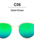 Classic Brand Design Round Sunglasses Women Men Vintage Retro Mirror Sun-Sunglasses-RBJacob NIKOM Store-QF23 Gold Green-Bargain Bait Box