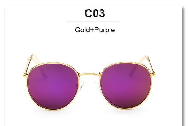 Classic Brand Design Round Sunglasses Women Men Vintage Retro Mirror Sun-Sunglasses-RBJacob NIKOM Store-QF23 Gold Purple-Bargain Bait Box