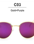 Classic Brand Design Round Sunglasses Women Men Vintage Retro Mirror Sun-Sunglasses-RBJacob NIKOM Store-QF23 Gold Purple-Bargain Bait Box