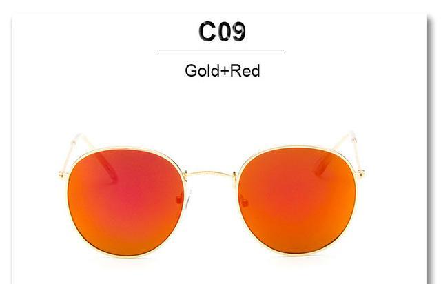 Classic Brand Design Round Sunglasses Women Men Vintage Retro Mirror Sun-Sunglasses-RBJacob NIKOM Store-QF23 Gold Red-Bargain Bait Box