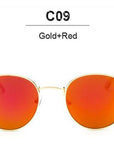Classic Brand Design Round Sunglasses Women Men Vintage Retro Mirror Sun-Sunglasses-RBJacob NIKOM Store-QF23 Gold Red-Bargain Bait Box