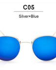 Classic Brand Design Round Sunglasses Women Men Vintage Retro Mirror Sun-Sunglasses-RBJacob NIKOM Store-QF23 Silver Blue-Bargain Bait Box