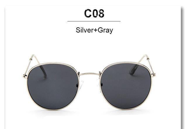 Classic Brand Design Round Sunglasses Women Men Vintage Retro Mirror Sun-Sunglasses-RBJacob NIKOM Store-QF23 Silver Gray-Bargain Bait Box