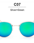 Classic Brand Design Round Sunglasses Women Men Vintage Retro Mirror Sun-Sunglasses-RBJacob NIKOM Store-QF23 Silver Green-Bargain Bait Box