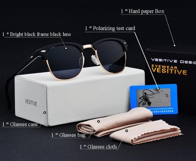 Classic Design Polarized Sun Glasses Retro Inspired Club Elegant Metal Star-Polarized Sunglasses-Bargain Bait Box-Bright black-Bargain Bait Box