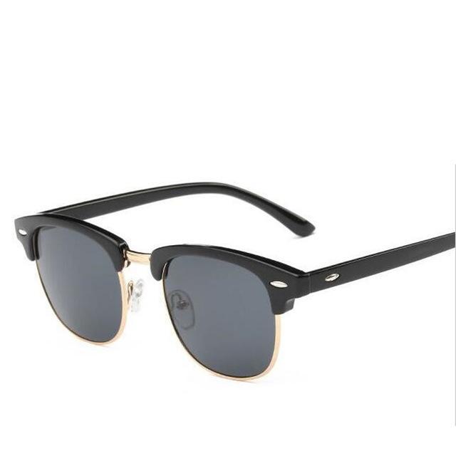 Classic Men Half Frame Polarized Sunglasses Women Brand Designer Vintage-Sunglasses-God is a girl-Gold F Black-Bargain Bait Box