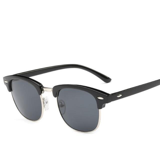 Classic Men Half Frame Polarized Sunglasses Women Brand Designer Vintage-Sunglasses-God is a girl-Silver F Black-Bargain Bait Box