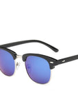 Classic Men Half Frame Polarized Sunglasses Women Brand Designer Vintage-Sunglasses-God is a girl-Silver F Blue-Bargain Bait Box