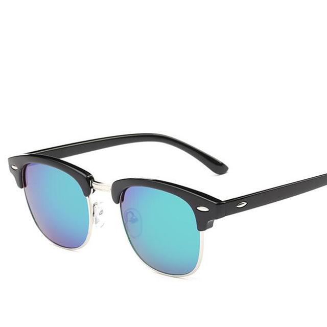 Classic Men Half Frame Polarized Sunglasses Women Brand Designer Vintage-Sunglasses-God is a girl-Silver F Green-Bargain Bait Box