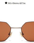 Color Lens Tinted Square Sunglasses Women Small Frame Red Blue Polygon-Sunglasses-lilychen Store-Brown All Tea-Bargain Bait Box