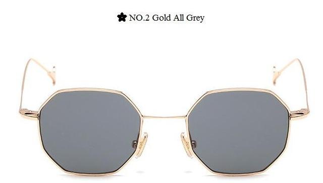 Color Lens Tinted Square Sunglasses Women Small Frame Red Blue Polygon-Sunglasses-lilychen Store-Gold All Grey-Bargain Bait Box