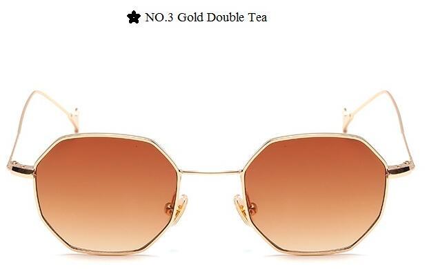 Color Lens Tinted Square Sunglasses Women Small Frame Red Blue Polygon-Sunglasses-lilychen Store-Gold Double Tea-Bargain Bait Box
