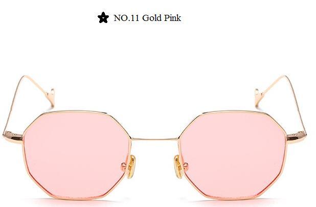 Color Lens Tinted Square Sunglasses Women Small Frame Red Blue Polygon-Sunglasses-lilychen Store-Gold Pink-Bargain Bait Box