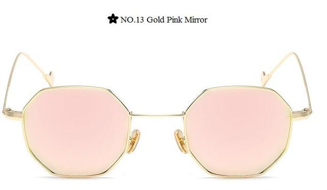 Color Lens Tinted Square Sunglasses Women Small Frame Red Blue Polygon-Sunglasses-lilychen Store-Gold Pink Mirror-Bargain Bait Box