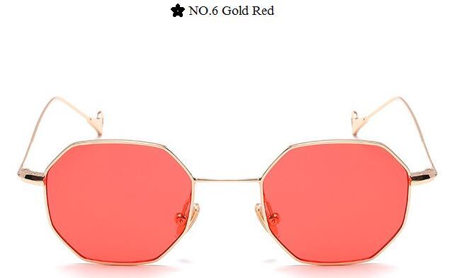 Color Lens Tinted Square Sunglasses Women Small Frame Red Blue Polygon-Sunglasses-lilychen Store-Gold Red-Bargain Bait Box