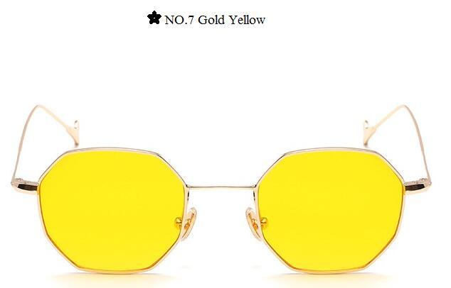 Color Lens Tinted Square Sunglasses Women Small Frame Red Blue Polygon-Sunglasses-lilychen Store-Gold Yellow-Bargain Bait Box