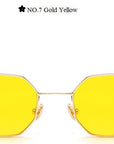Color Lens Tinted Square Sunglasses Women Small Frame Red Blue Polygon-Sunglasses-lilychen Store-Gold Yellow-Bargain Bait Box
