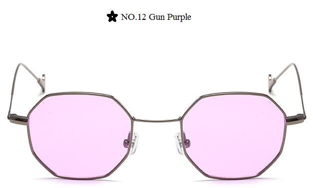 Color Lens Tinted Square Sunglasses Women Small Frame Red Blue Polygon-Sunglasses-lilychen Store-Gun Purple-Bargain Bait Box