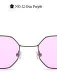 Color Lens Tinted Square Sunglasses Women Small Frame Red Blue Polygon-Sunglasses-lilychen Store-Gun Purple-Bargain Bait Box