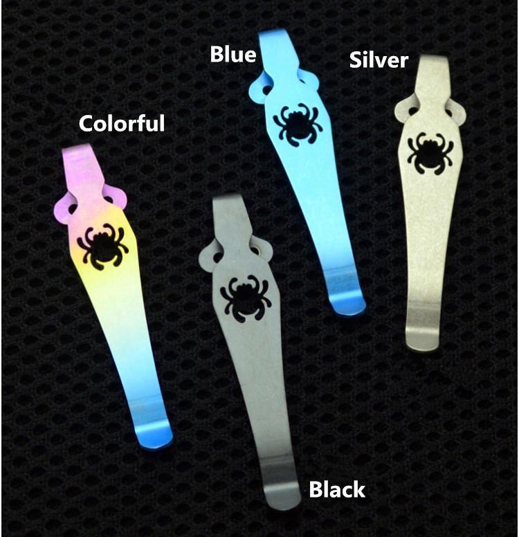 Colorful Spider Clip Design Knife Button Pocket Clip Material Edc Titanium Alloy-NanYou Outdoor Camping Supplies Store-Silver-Bargain Bait Box