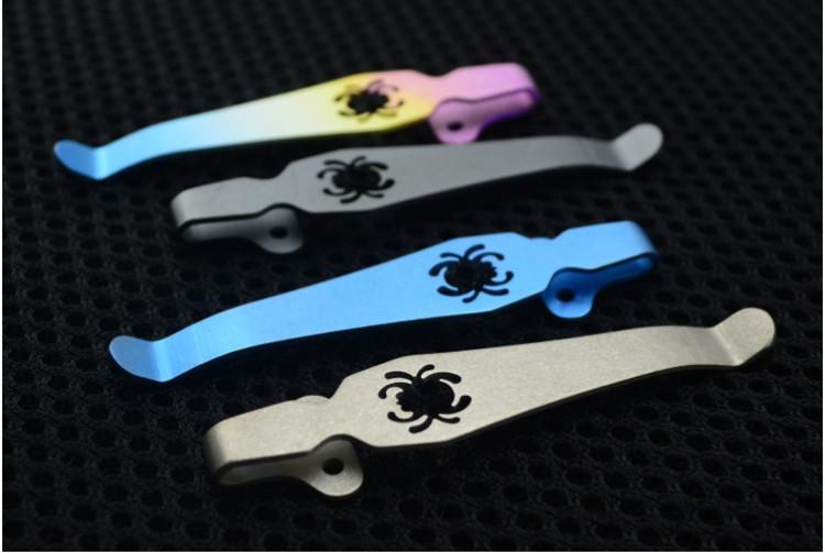 Colorful Spider Clip Design Knife Button Pocket Clip Material Edc Titanium Alloy-NanYou Outdoor Camping Supplies Store-Silver-Bargain Bait Box