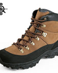 Cqb Hiking Boots Men Middle Heel Real Leather Trekking Outdoor Shoes Trail-C.Q.B Official Store-Black-5-Bargain Bait Box
